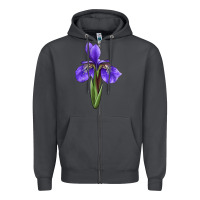 Smoke Iris Flower Zipper Hoodie - LillyAllenDesigns