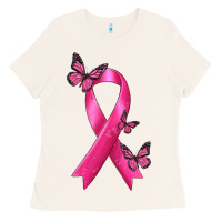 Bone Breast Cancer Ribbon with Butterfly Ladies Tee - texasbilliewilder