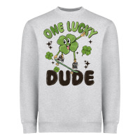 Heather Grey one lucky dude Heavyweight Sweatshirt - MaliasSmallBusiness
