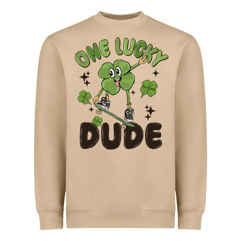 One Lucky Dude Heavyweight Sweatshirt by MaliasSmallBusiness | Teevron