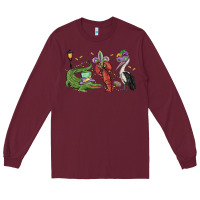 Burgundy mardi gras alligator crawfish pelican Long Sleeve Tee - MaliasSmallBusiness