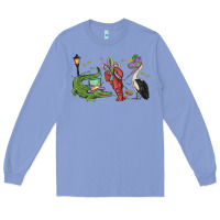 Colony Blue mardi gras alligator crawfish pelican Long Sleeve Tee - MaliasSmallBusiness