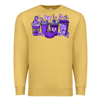 Antique Gold Cancer coffee cups purple ribbon Premium Sweatshirt - NancyCooperArtShop