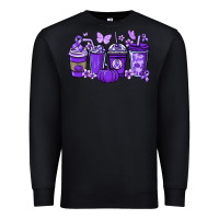 Black Cancer coffee cups purple ribbon Premium Sweatshirt - NancyCooperArtShop