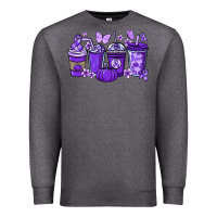 Charcoal Heather Cancer coffee cups purple ribbon Premium Sweatshirt - NancyCooperArtShop