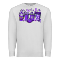 Dove Grey Cancer coffee cups purple ribbon Premium Sweatshirt - NancyCooperArtShop