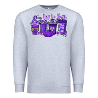 Heather Grey Cancer coffee cups purple ribbon Premium Sweatshirt - NancyCooperArtShop