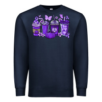 Navy Cancer coffee cups purple ribbon Premium Sweatshirt - NancyCooperArtShop