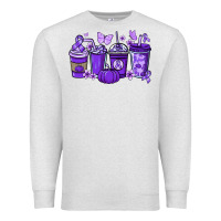 Oatmeal Heather Cancer coffee cups purple ribbon Premium Sweatshirt - NancyCooperArtShop