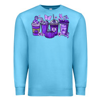 Ocean Blue Cancer coffee cups purple ribbon Premium Sweatshirt - NancyCooperArtShop