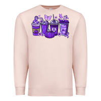 Pale Pink Cancer coffee cups purple ribbon Premium Sweatshirt - NancyCooperArtShop