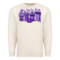 Sandshell Cancer coffee cups purple ribbon Premium Sweatshirt - NancyCooperArtShop