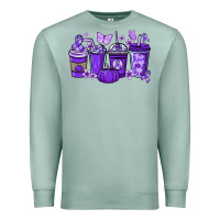 Seafoam Cancer coffee cups purple ribbon Premium Sweatshirt - NancyCooperArtShop