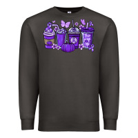 Smoke Cancer coffee cups purple ribbon Premium Sweatshirt - NancyCooperArtShop