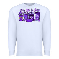 White Cancer coffee cups purple ribbon Premium Sweatshirt - NancyCooperArtShop