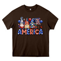 Chocolate Brown America gnomes 4th of July Heavy Core Tee - CowGirlArtShop