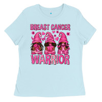 Baby Blue Breast Cancer Warrior Afro Gnomes Ladies Tee - texasbilliewilder