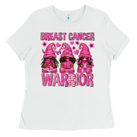 White Breast Cancer Warrior Afro Gnomes Ladies Tee - texasbilliewilder