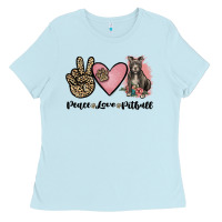 Baby Blue peace love pitbull Ladies Tee - JahusDesignShop