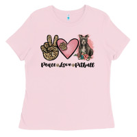 Bubblegum Pink peace love pitbull Ladies Tee - JahusDesignShop