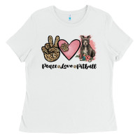 White peace love pitbull Ladies Tee - JahusDesignShop