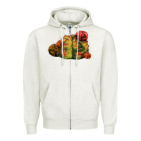 Oatmeal Heather Gymnocalycium Variegated Cactus Zipper Hoodie - LillyAllenDesigns