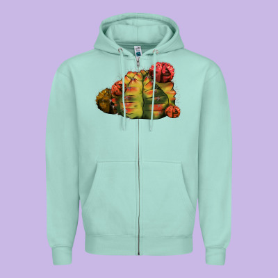 Gymnocalycium Variegated Cactus Zipper Hoodie Designed By Lillyallendesigns