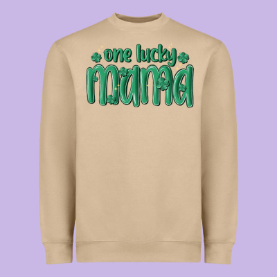 One Lucky Mama Heavyweight Sweatshirt Designed By Maliassmallbusiness