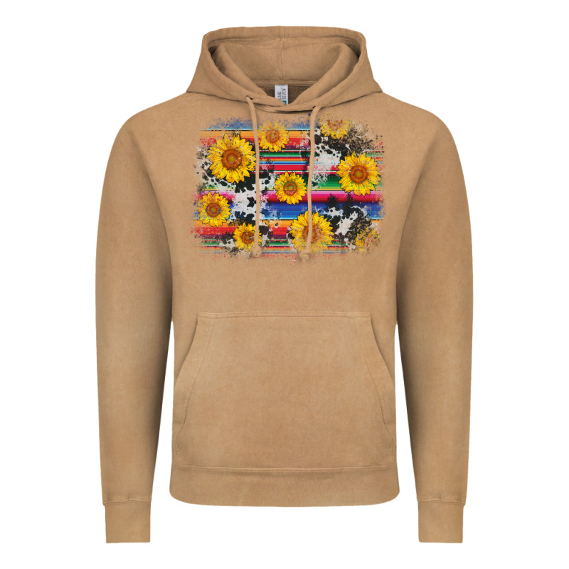 Serape Cowhide Sunflower Background Vintage Hoodie by AdoDesignShop | Teevron