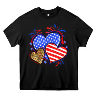 Black American flag leopard hearts Heavy Core Tee - Neo Western