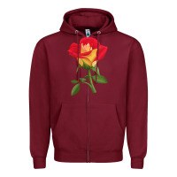 Burgundy Ketchup And Mustard Rose Zipper Hoodie - LillyAllenDesigns