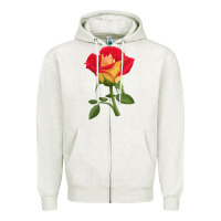 Oatmeal Heather Ketchup And Mustard Rose Zipper Hoodie - LillyAllenDesigns