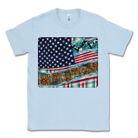 Dusty Blue American Flag Mouse Pad Classic Tee - CowhideDigitalArt