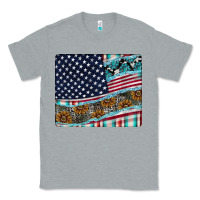Heather Grey American Flag Mouse Pad Classic Tee - CowhideDigitalArt