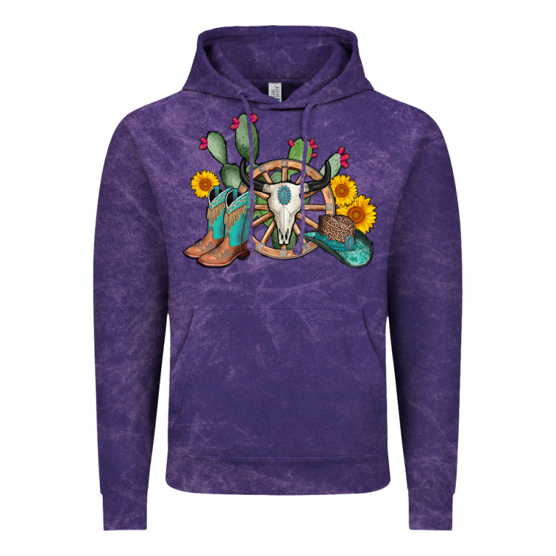 Wheel Bull Skull Western Cowboy Vintage Hoodie by AdoDesignShop | Teevron