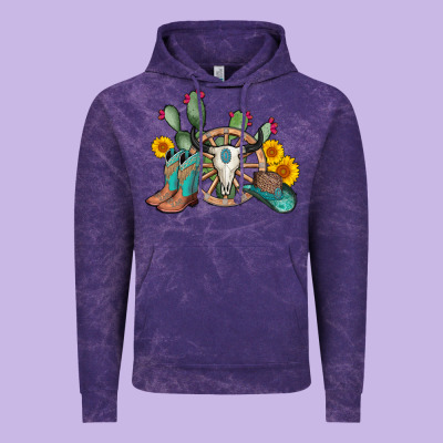 Wheel Bull Skull Western Cowboy Vintage Hoodie Designed By Adodesignshop