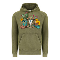 Vintage Olive wheel bull skull western cowboy Vintage Hoodie - AdoDesignShop