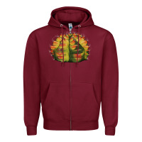 Burgundy Gymnocalycium Variegated Cactus Zipper Hoodie - LillyAllenDesigns