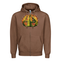 Chestnut Gymnocalycium Variegated Cactus Zipper Hoodie - LillyAllenDesigns