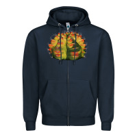 Navy Gymnocalycium Variegated Cactus Zipper Hoodie - LillyAllenDesigns