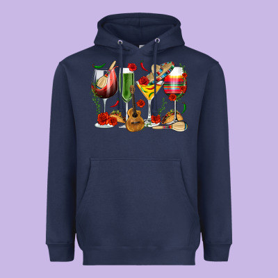 Mexico Wine Glasses Heavyweight Hoodie Designed By Texasbilliewilder