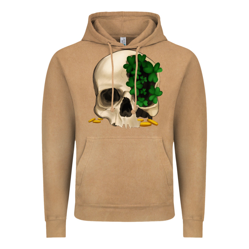 St Patrick's Day Skull With Clovers Vintage Hoodie by Jasminsmagicworld | Teevron