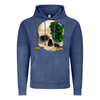 Vintage Denim St patrick's day Skull with clovers Vintage Hoodie - Jasminsmagicworld