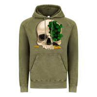 Vintage Olive St patrick's day Skull with clovers Vintage Hoodie - Jasminsmagicworld