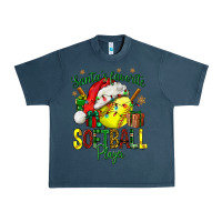 Midnight Navy Santa's Favorite Softball player Urban Heavy Tee - NancyCooperArtShop