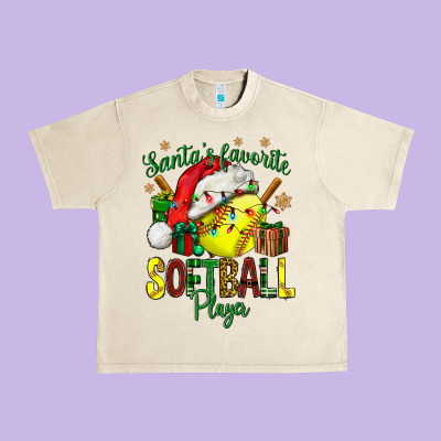 Santa's Favorite Softball Player Urban Heavy Tee Designed By Nancycooperartshop