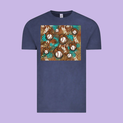 Baseball Turquoise Gemstones Western Patterns Vintage Tee Designed By Barkaloodesign