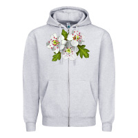 Heather Grey Hawthorn Flower Zipper Hoodie - LillyAllenDesigns