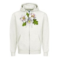 Oatmeal Heather Hawthorn Flower Zipper Hoodie - LillyAllenDesigns