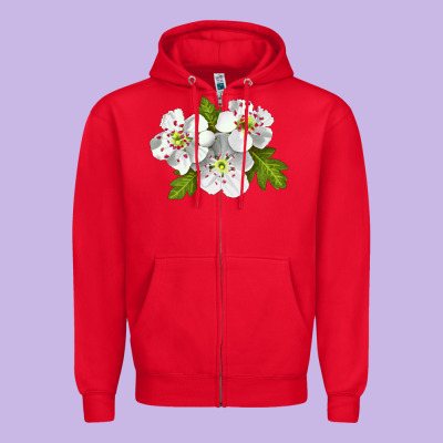 Hawthorn Flower Zipper Hoodie Designed By Lillyallendesigns